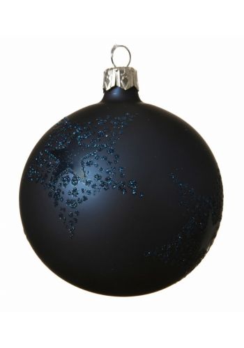 Χριστουγεννιάτικη Μπάλα Γυάλινη Μπλε με Αστεράκι (8cm)