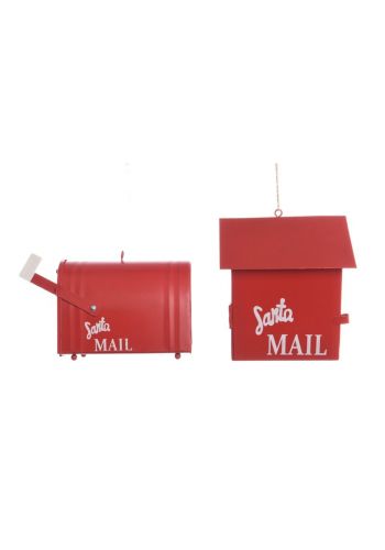 Χριστουγεννιάτικο Μεταλλικό Γραμματοκιβώτιο Κόκκινο - 2 Σχέδια (12cm)
