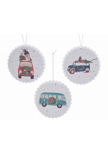 Χριστουγεννιάτικο Μεταλλικό Στολίδι με Αυτοκίνητο - 3 Χρώματα (11cm)