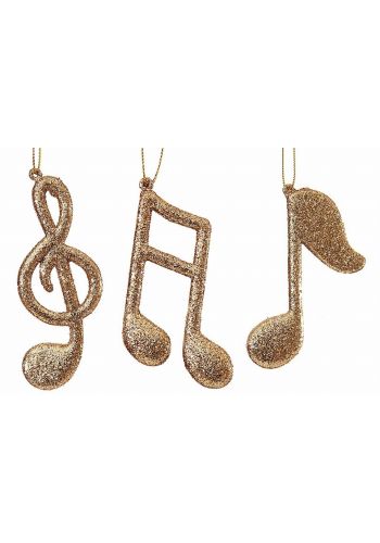 Χριστουγεννιάτικη Πλαστική Μουσική Νότα Χρυσή - 3 Σχέδια (10cm)