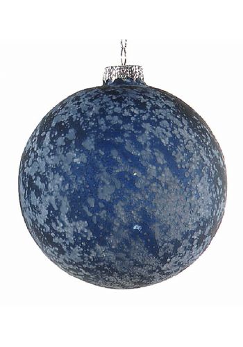Χριστουγεννιάτικη Μπάλα Γυάλινη Μπλε Ανάγλυφη (10cm)