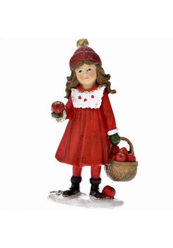 Χριστουγεννιάτικο Διακοσμητικό Κορίτσι Κόκκινο με Καλάθι (13cm)