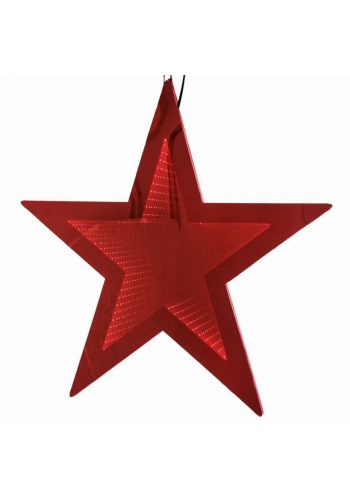 Χριστουγεννιάτικο Αστέρι Πλαστικό Κόκκινο με 3D Φωτισμό LED (30cm)