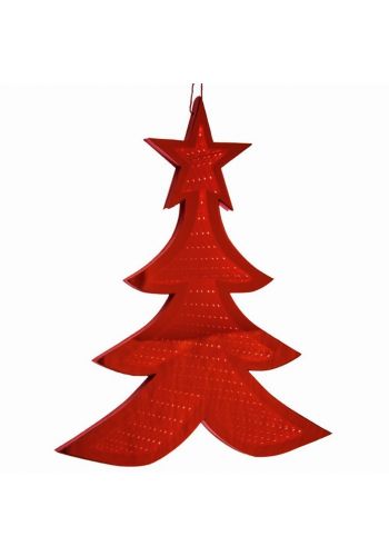 Χριστουγεννιάτικο Πλαστικό Δεντράκι Κόκκινο με 3D Φωτισμό LED (20cm)
