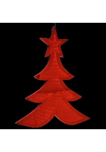 Χριστουγεννιάτικο Δεντράκι Κόκκινο με 3D Φωτισμό LED (20cm)