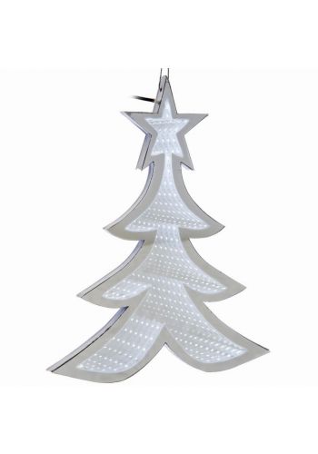 Χριστουγεννιάτικο Πλαστικό Δεντράκι Ασημί με 3D Φωτισμό LED (20cm)