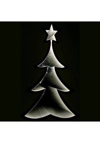 Χριστουγεννιάτικο Δεντράκι Ασημί με 3D Φωτισμό LED Θερμό (20cm)
