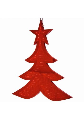 Χριστουγεννιάτικο Πλαστικό Δεντράκι Κόκκινο με 3D Φωτισμό LED (30cm)