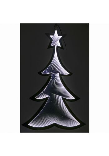 Χριστουγεννιάτικο Δεντράκι Ασημί με 3D Φωτισμό LED (30cm)