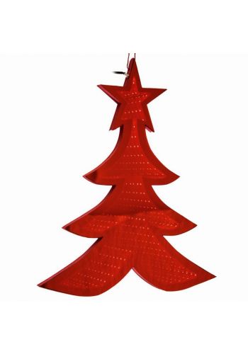 Χριστουγεννιάτικο Πλαστικό Δεντράκι Κόκκινο με 3D Φωτισμό LED (67cm)