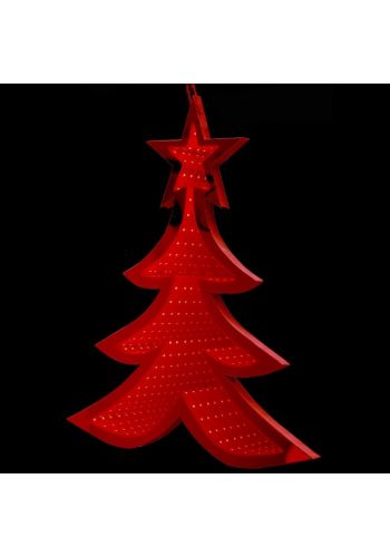 Χριστουγεννιάτικο Δεντράκι Κόκκινο με 3D Φωτισμό LED (67cm)