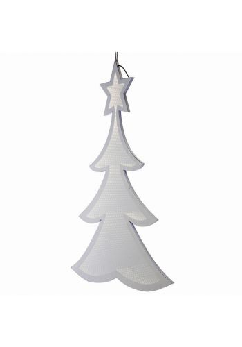 Χριστουγεννιάτικο Πλαστικό Δεντράκι Ασημί με 3D Φωτισμό LED (40cm) - 1 Τεμάχιο