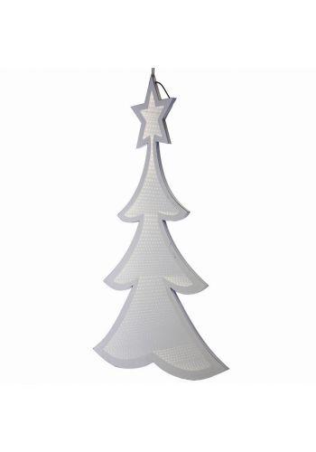 Χριστουγεννιάτικο Πλαστικό Δεντράκι Ασημί με 3D Φωτισμό LED (110cm)