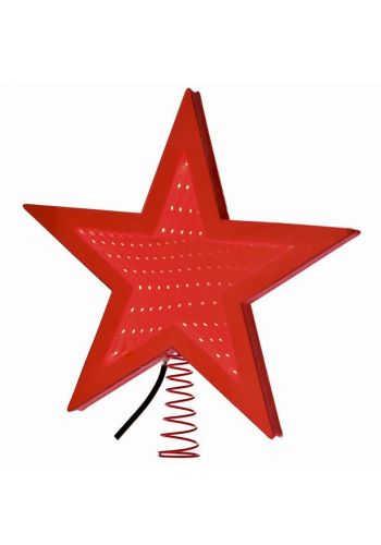 Χριστουγεννιάτικη Κορυφή Πλαστική Δέντρου Αστέρι Κόκκινο με 3D Φωτισμό LED (25cm)