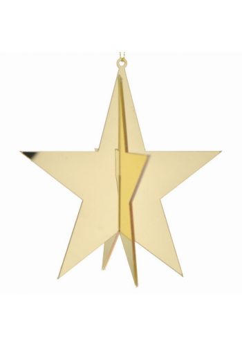 Χριστουγεννιάτικο Κρεμαστό Πλαστικό Αστέρι 3D Χρυσό (10cm)