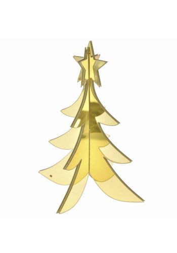 Χριστουγεννιάτικο Διακοσμητικό Ακρυλικό Δεντράκι 3D Χρυσό (20cm)