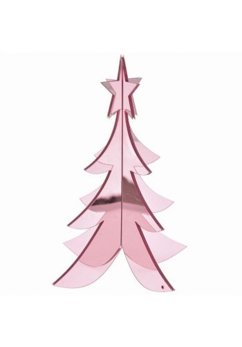 Χριστουγεννιάτικο Διακοσμητικό Ακρυλικό Δεντράκι 3D Ροζ (30cm)