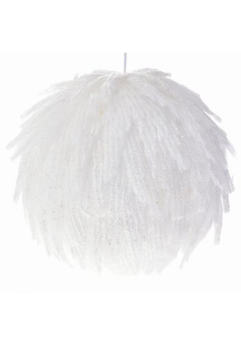 Χριστουγεννιάτικη Μπάλα Οροφής Λευκή με Στρας (22cm)