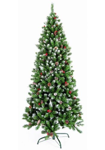 Χριστουγεννιάτικο Χιονισμένο Δέντρο BERRY SNOWY με Κουκουνάρια (1,8m)