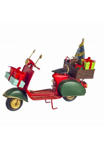 Χριστουγεννιάτικο Διακοσμητικό Μεταλλικό Μηχανάκι Πολύχρωμο (28cm)