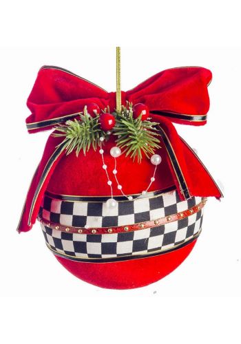 Χριστουγεννιάτικη Μπάλα Κόκκινη με Φιόγκο (14cm)