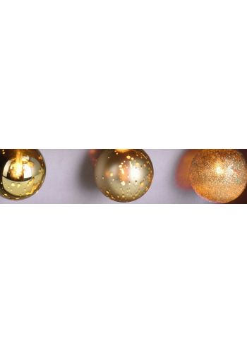 10 Φωτάκια LED Μπαταρίας, με Χρυσές Μπαλίτσες