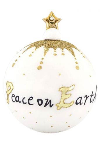 Χριστουγεννιάτικη Μπάλα Χειροποίητη Πορσελάνινη "peace on Earth" (10cm)