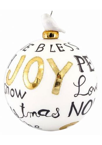 Χριστουγεννιάτικη Μπάλα Χειροποίητη Πορσελάνινη "joy" (10cm)