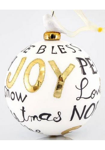 Χριστουγεννιάτικη Μπάλα Χειροποίητη Πορσελάνινη "Joy" (10cm)