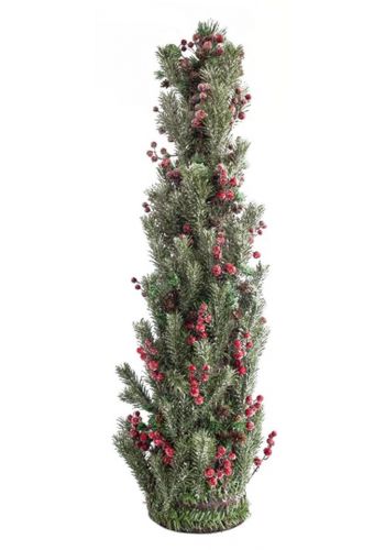 Χριστουγεννιάτικο Επιτραπέζιο Χιονισμένο Δέντρο με Γκι και Πευκοβελόνες (90cm)