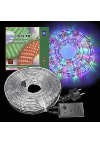 Πολύχρωμος Φωτοσωλήνας LED με Διάφανο Καλώδιο και 8 Προγράμματα (6m)