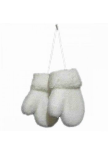 Χριστουγεννιάτικα Κρεμαστά Λευκά Γάντια Φελιζόλ Οικολογικά Λευκό (12cm)