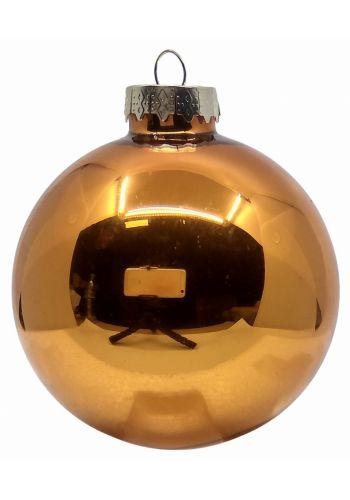 Χριστουγεννιάτικη Μπάλα Γυάλινη Πορτοκαλί Γυαλιστερή (8cm)