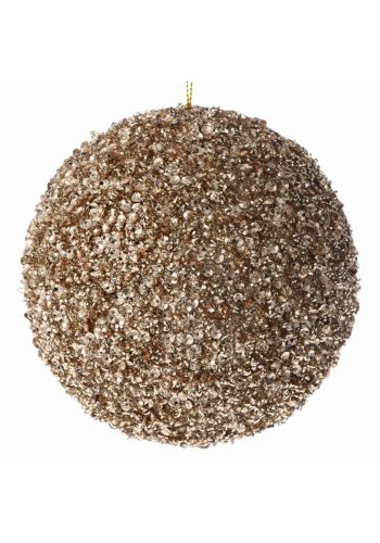 Χριστουγεννιάτικη Μπάλα Σαμπανιζέ με Στρας και Χάντρες (10cm)