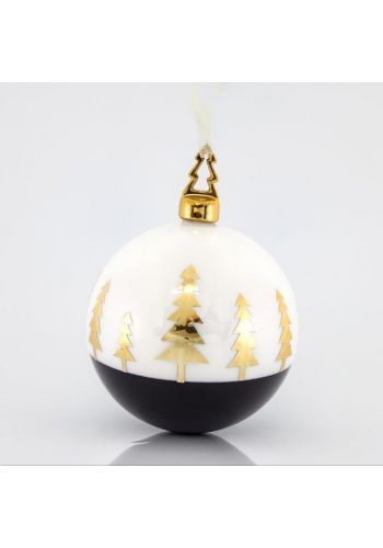 Χριστουγεννιάτικη Μπάλα Πορσελάνινη Χειροποίητη με Δεντράκια (10cm)