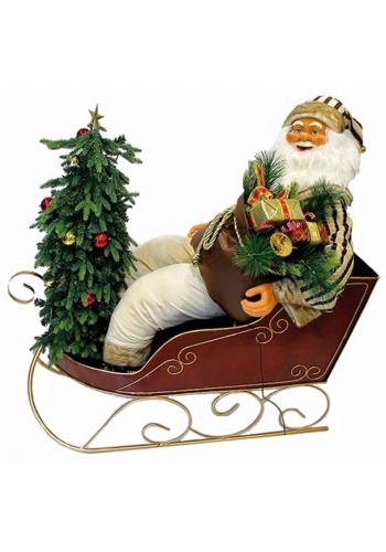 Χριστουγεννιάτικος Πλαστικός Διακοσμητικός  Άγιος Βασίλης με Έλκηθρο Πολύχρωμος (150cm)