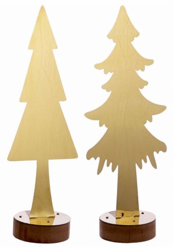 Χριστουγεννιάτικο Διακοσμητικό Μεταλλικό Δεντράκι Χρυσό - 2 Σχέδια (33cm)