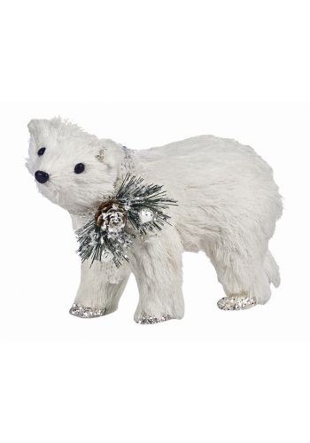 Χριστουγεννιάτικη Διακοσμητική Αρκούδα Λευκή (29cm)