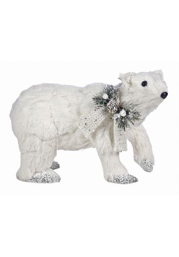 Χριστουγεννιάτικη Διακοσμητική Αρκούδα Λευκή (37cm)
