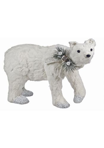 Χριστουγεννιάτικη Διακοσμητική Αρκούδα Λευκή  (60cm)