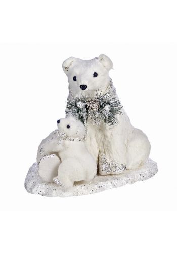 Χριστουγεννιάτικη Διακοσμητική Οικογένεια με Αρκούδες Λευκή (29cm)
