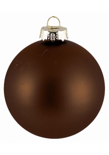 Χριστουγεννιάτικη Μπάλα Γυάλινη Καφέ Ματ (8cm)