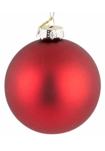 Χριστουγεννιάτικη Μπάλα Γυάλινη Κόκκινη Ματ (8cm)
