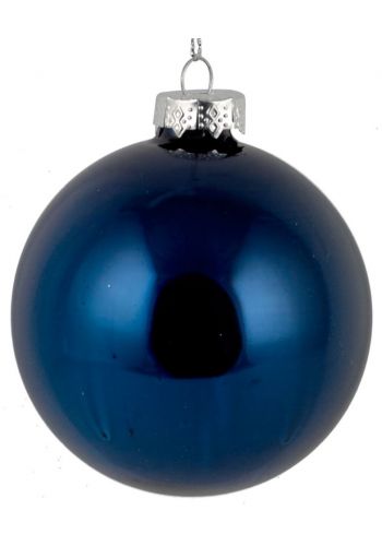 Χριστουγεννιάτικη Μπάλα Γυάλινη Μπλε Γυαλιστερή (10cm)