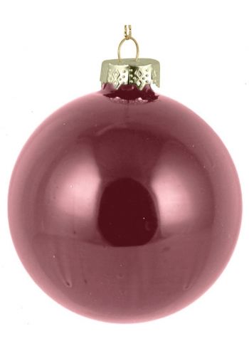 Χριστουγεννιάτικη Μπάλα Γυάλινη Ροζ Γυαλιστερή (9cm)