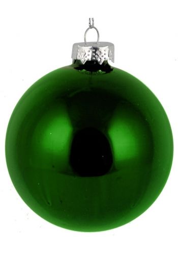 Χριστουγεννιάτικη Μπάλα Γυάλινη Πράσινη Γυαλιστερή (8.50cm)