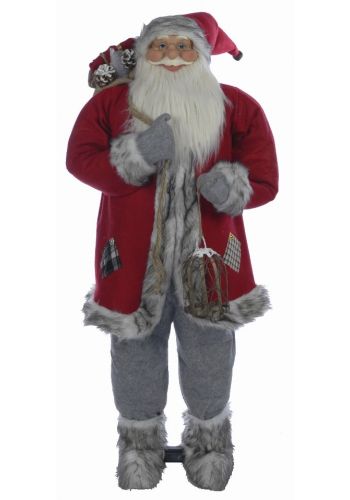 Χριστουγεννιάτικος Διακοσμητικός Λούτρινος Άγιος Βασίλης Κόκκινος με Δώρα (90cm)