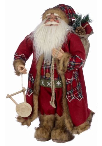 Χριστουγεννιάτικος Διακοσμητικός Πλαστικός Άγιος Βασίλης με Σάκο Κόκκινος (90cm)