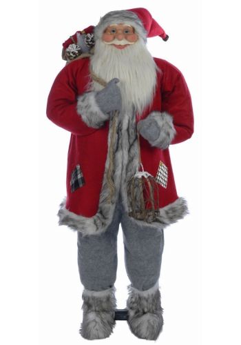 Χριστουγεννιάτικος Διακοσμητικός Λούτρινος Άγιος Βασίλης Κόκκινος με Δώρα (120cm)