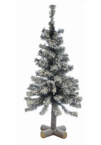 Χριστουγεννιάτικο Επιτραπέζιο Χιονισμένο Δεντρο με Ξύλινη Βάση (90cm)